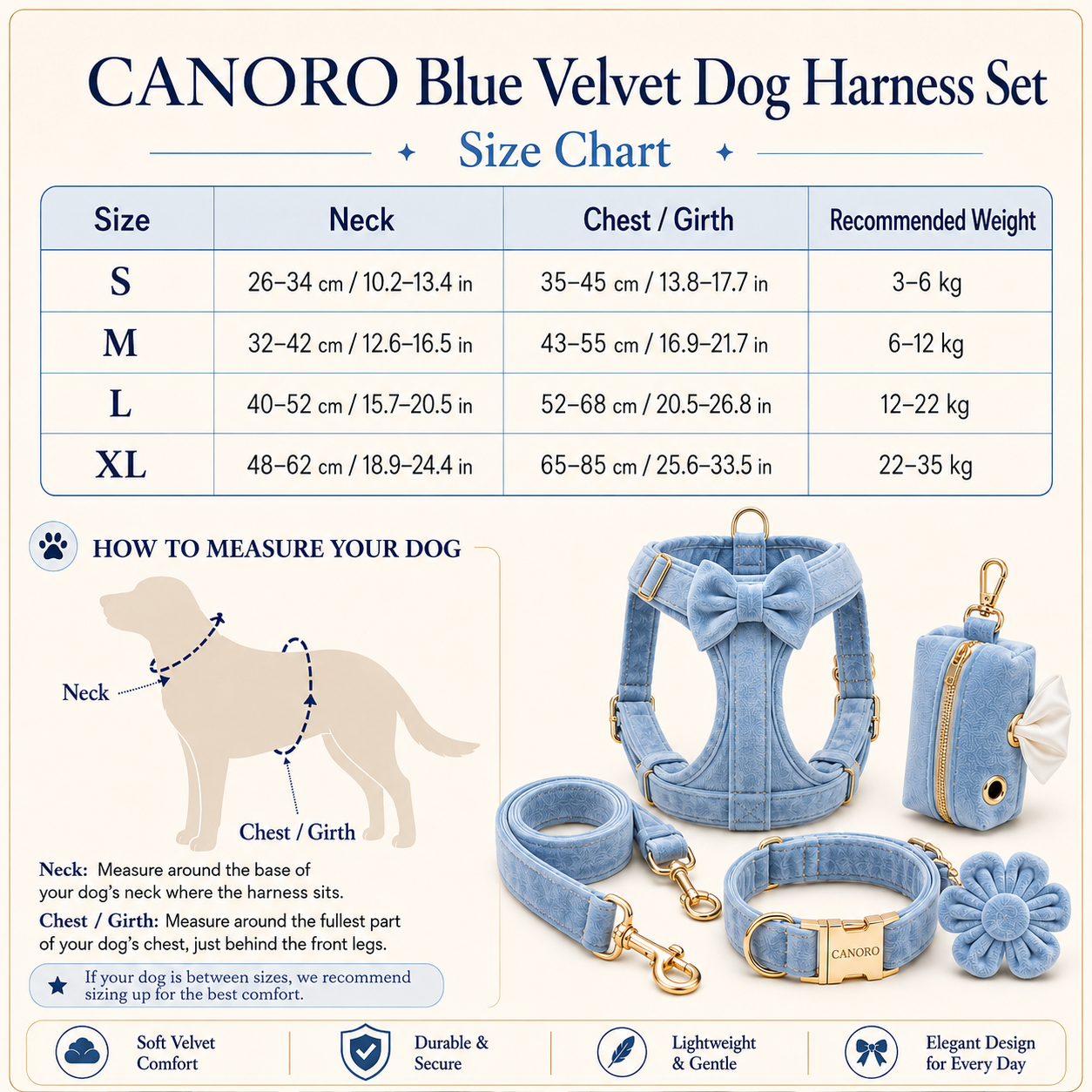 CANORO Juego de collar y correa para perros hecho a mano