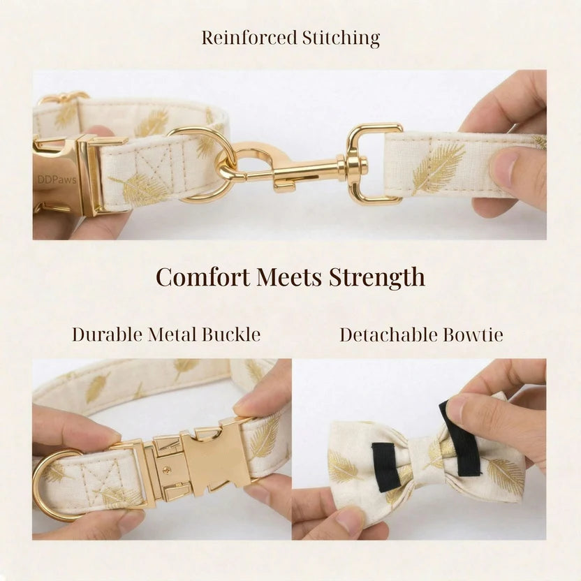 Velvet Dog Wedding Collar and Leash Set