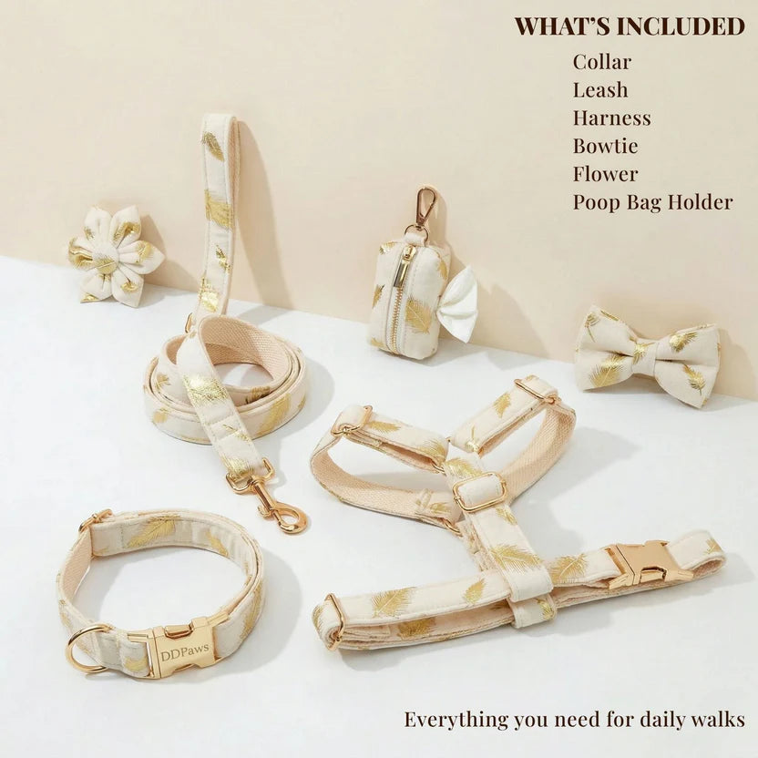 Velvet Dog Wedding Collar and Leash Set