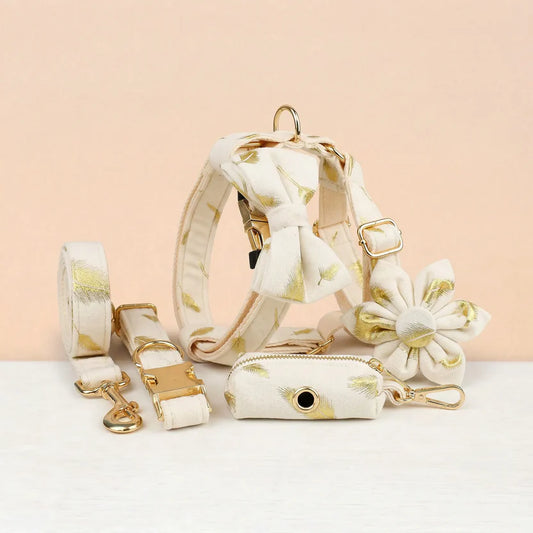 Velvet Dog Wedding Collar and Leash Set