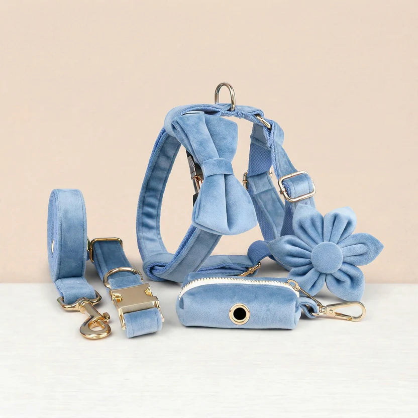 CANORO Blue Velvet Dog Harness Set