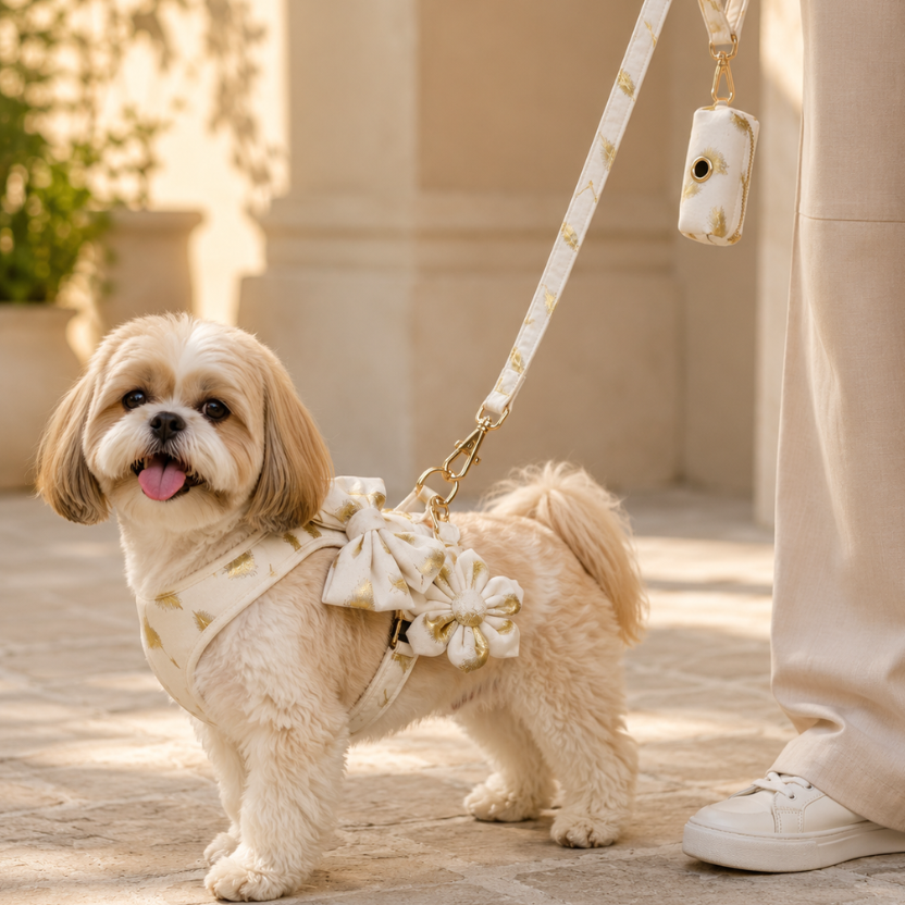 Juego de collar y correa de terciopelo para bodas de perro