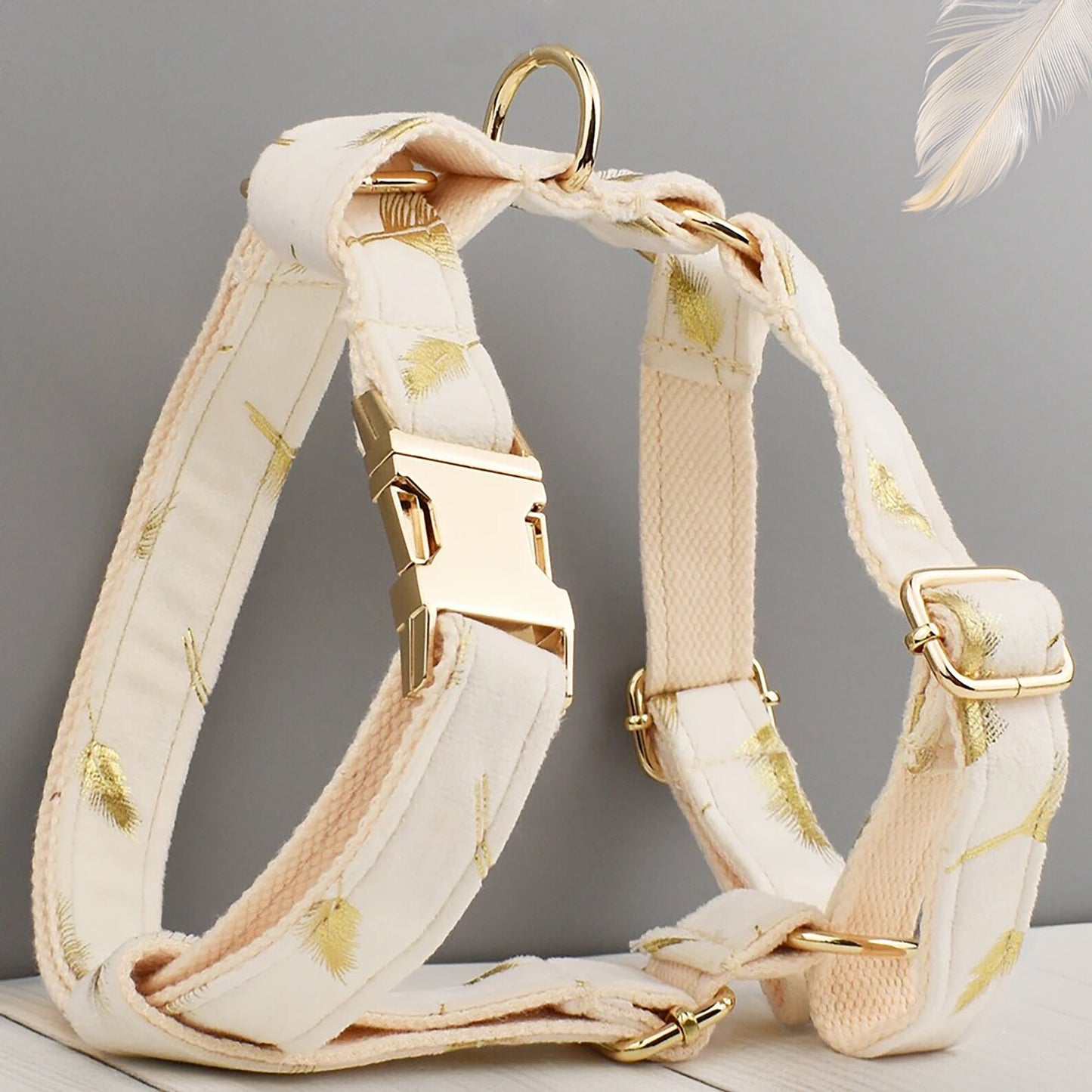 Velvet Dog Wedding Collar and Leash Set