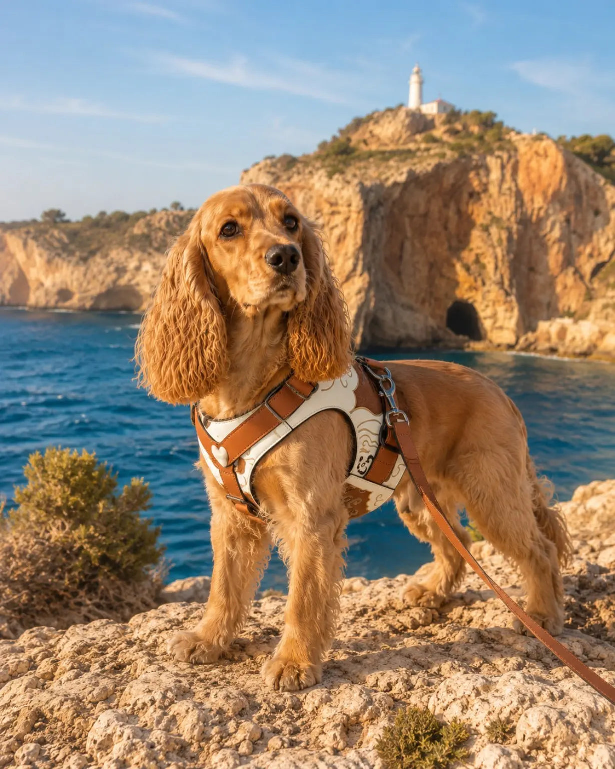 Honey wearing CANORO accessories on the Mediterranean coast