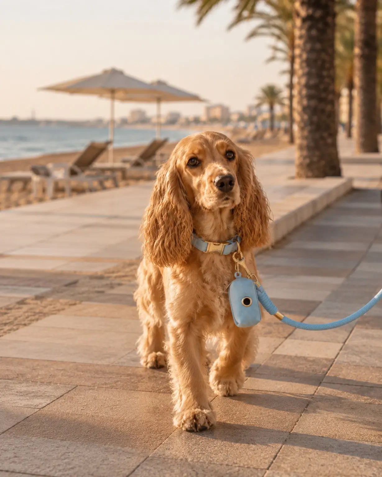 Honey wearing CANORO accessories on the Mediterranean coast